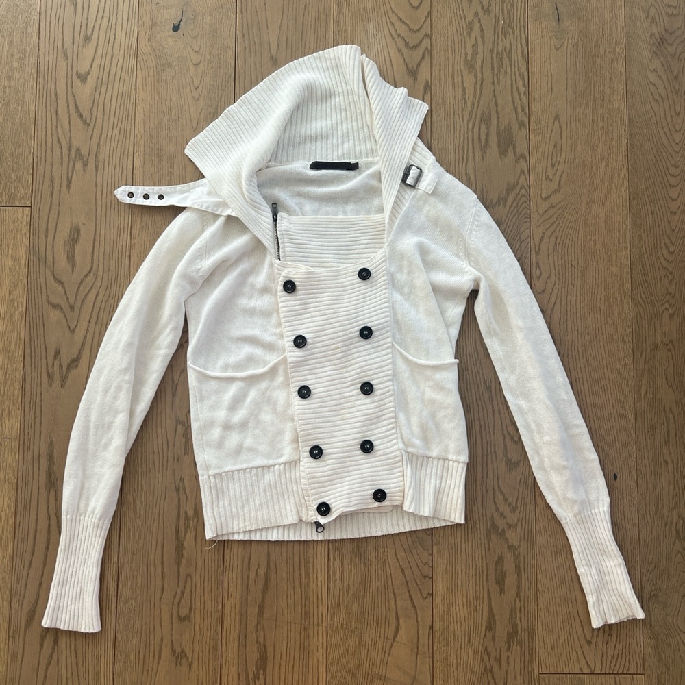 Nicholas K White Sweater with Black Buttons